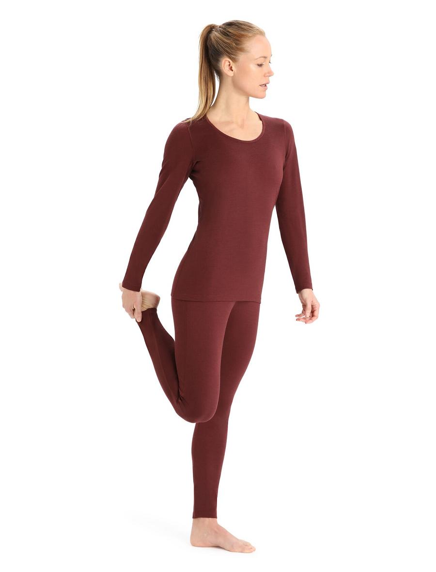 Espresso Icebreaker Merino 200 Oasis Long Sleeve Scoop Neck Thermal Top Women's One Piece & Sets | AU 1773AHKP